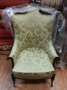 Reupholstered in Green Jacquard
